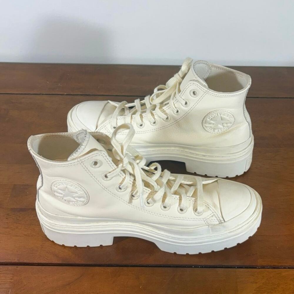 Converse Chuck Taylor All Star Lugged Heel Leather Platform Egret White Sz 9.5
